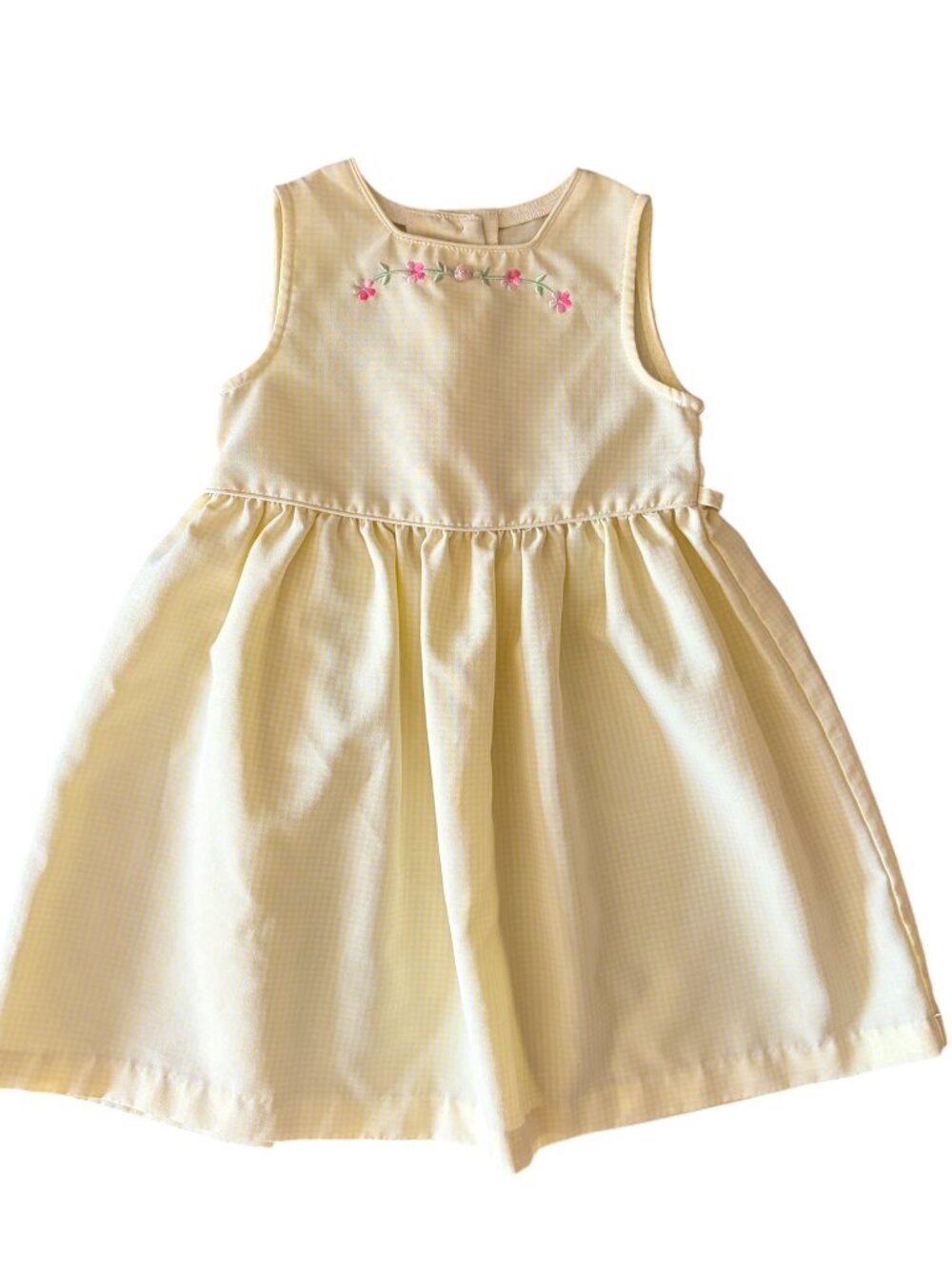 y2k Vintage Bonnie Jean Floral Embroidered Yellow Gingham Dress Girls 3T Easter